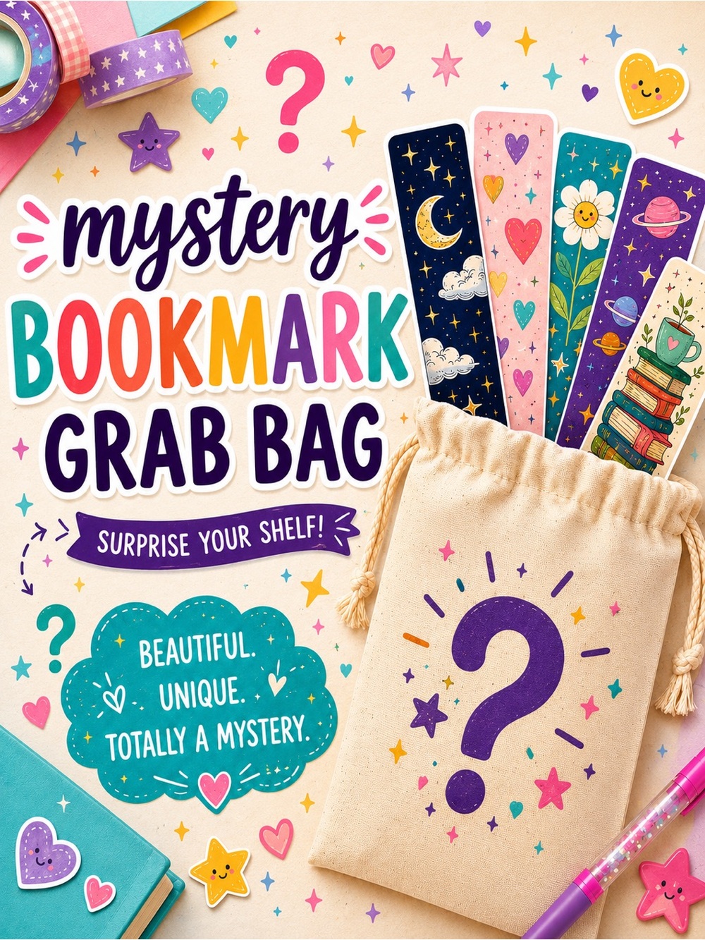 Mystery Laminated Bookmark Bundle | Handmade Reader Gift